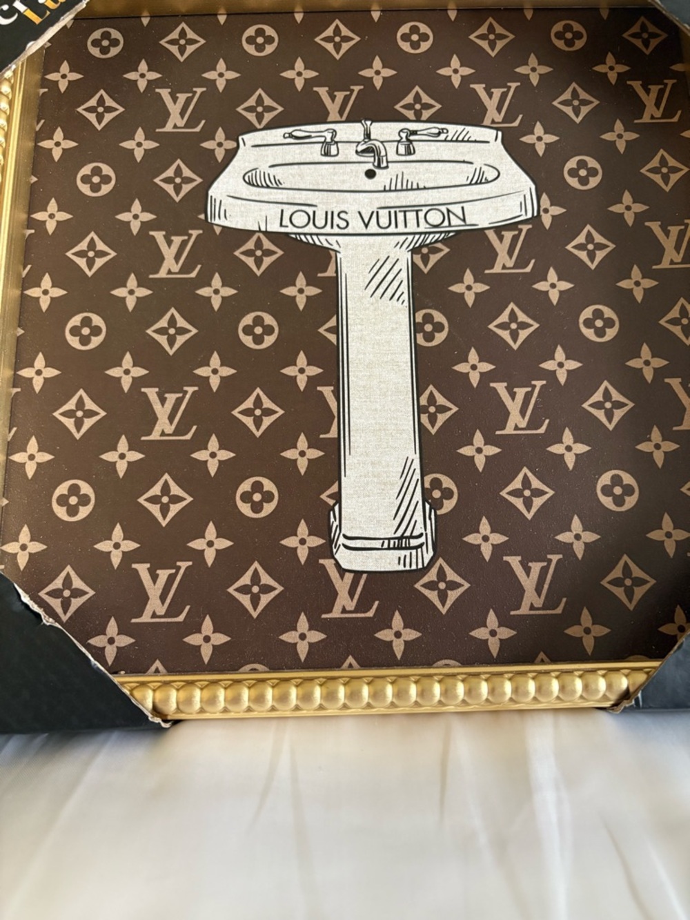 Louis Vuitton Brown & Beige Monogram with Pedestal Sink Graphic